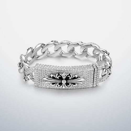15MM Iced Out Moissanite Cuban Cross Bracelet