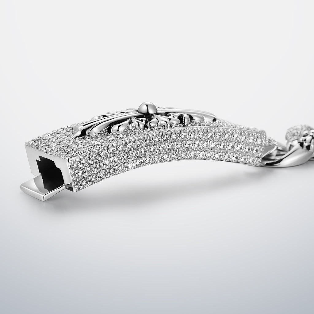 15MM Iced Out Moissanite Cuban Cross Bracelet