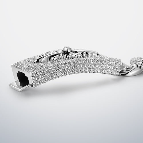 15MM Iced Out Moissanite Cuban Cross Bracelet
