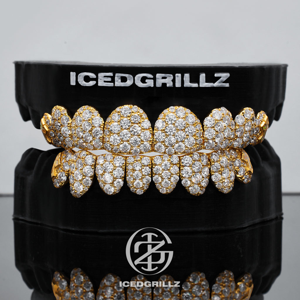 2.5MM Honeycomb Moissanite Grillz with Cross Opal