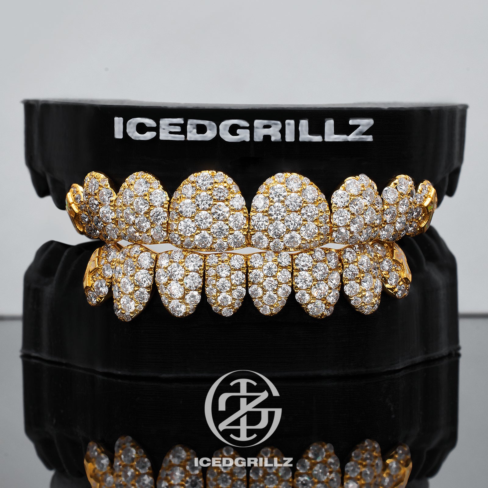 2.5MM Honeycomb Moissanite Grillz with Cross Opal