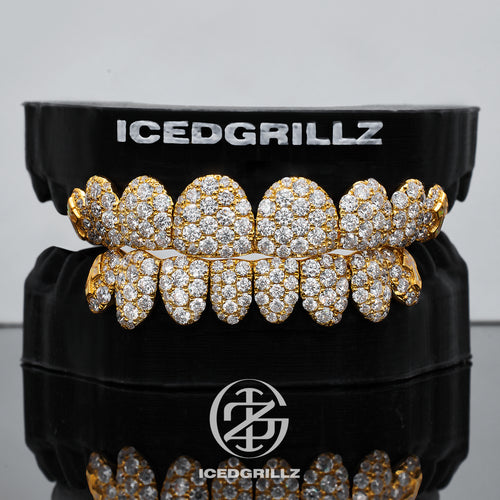 2.5MM Honeycomb Moissanite Grillz with Cross Opal