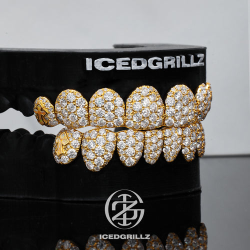 2.5MM Honeycomb Moissanite Grillz with Cross Opal