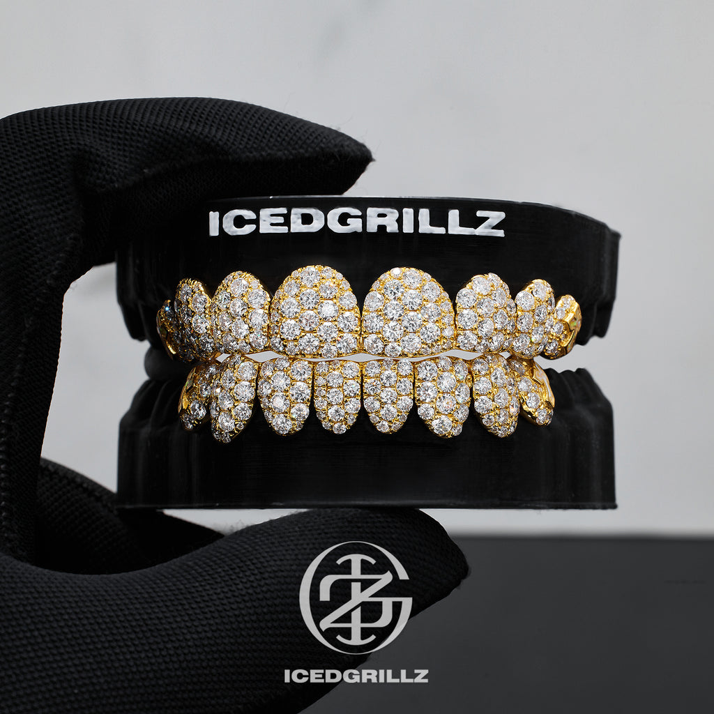 2.5MM Honeycomb Moissanite Grillz with Cross Opal