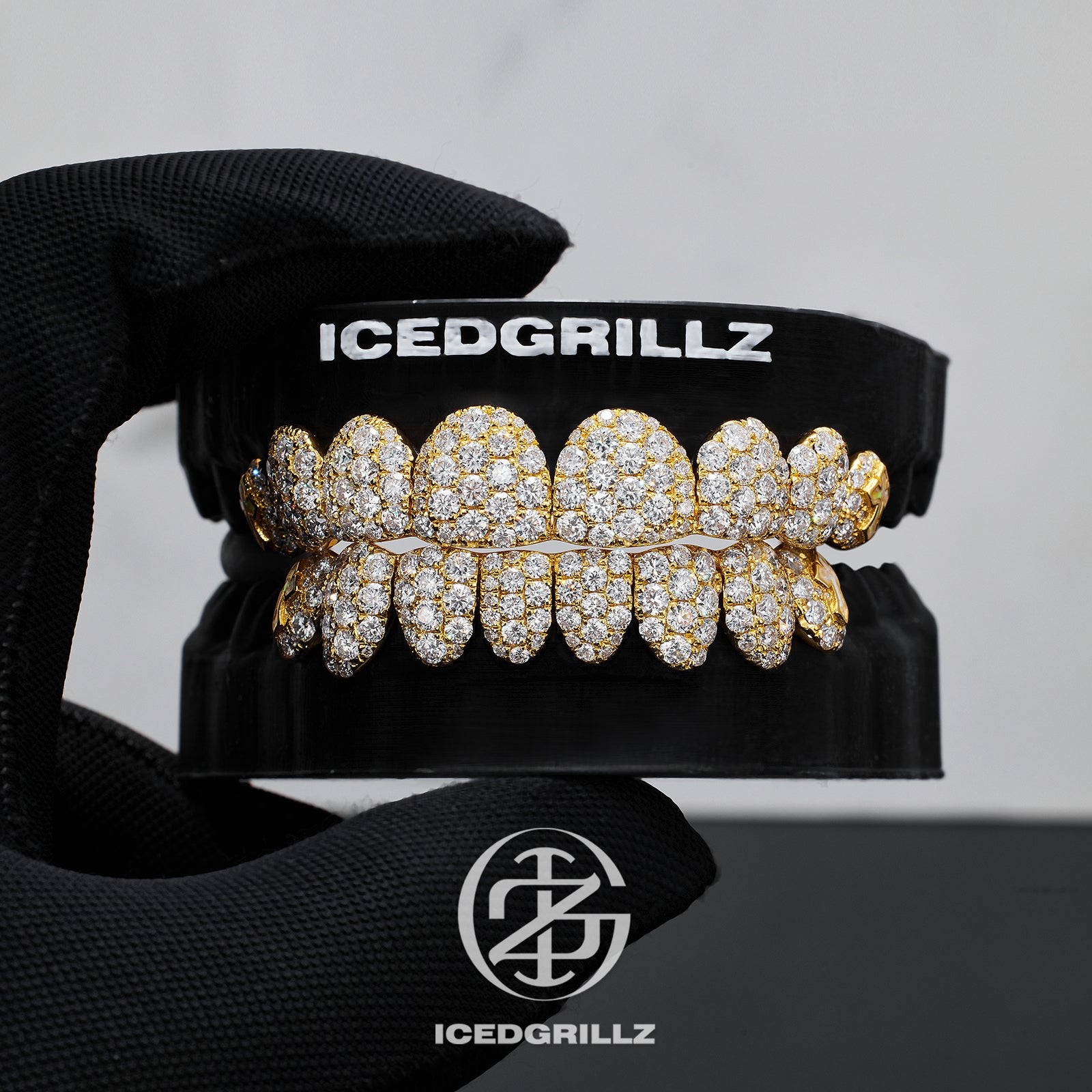 2.5MM Honeycomb Moissanite Grillz with Cross Opal