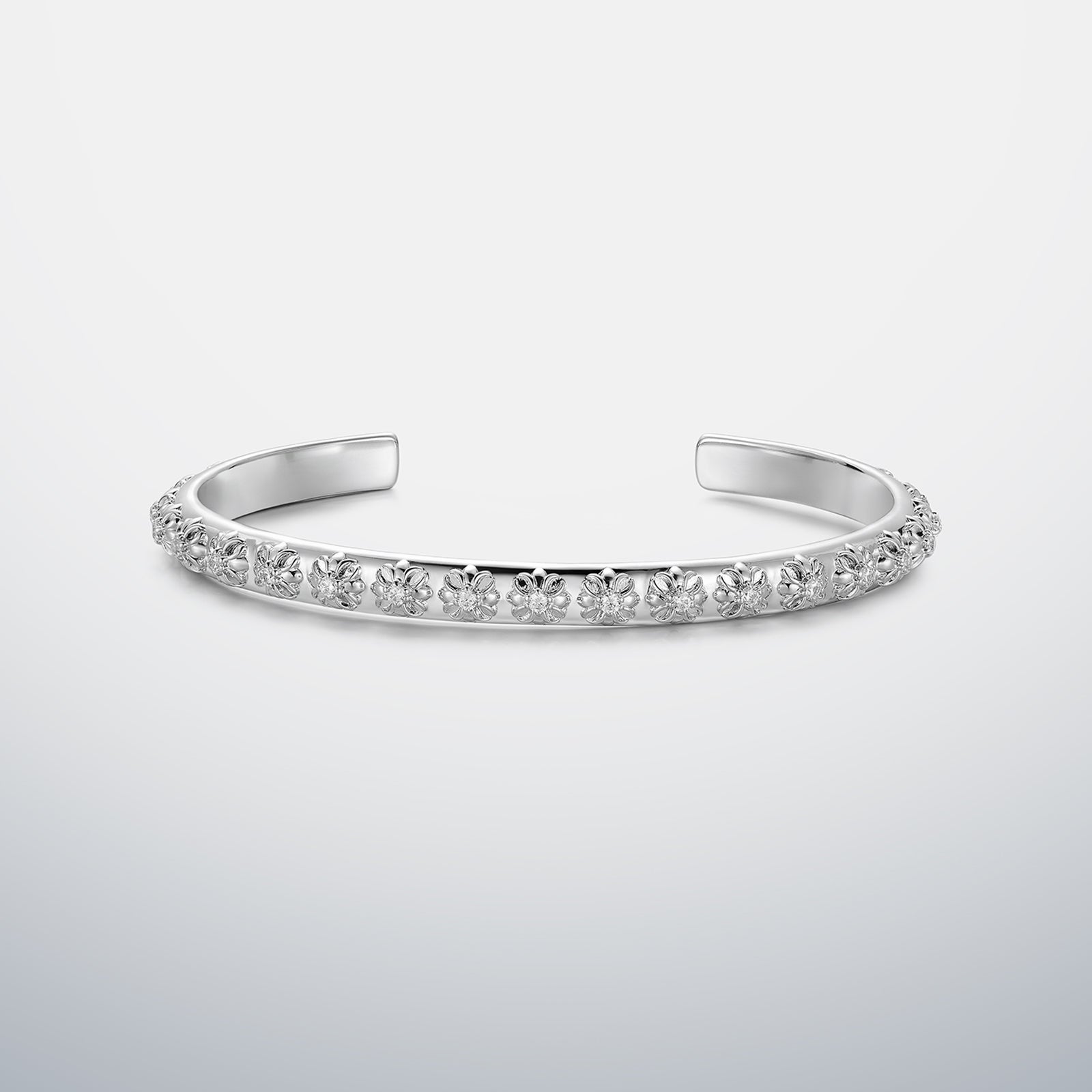 6mm Moissanite Floral Cross Cuff Bracelet
