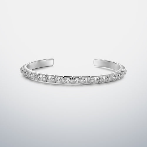 6mm Moissanite Floral Cross Cuff Bracelet