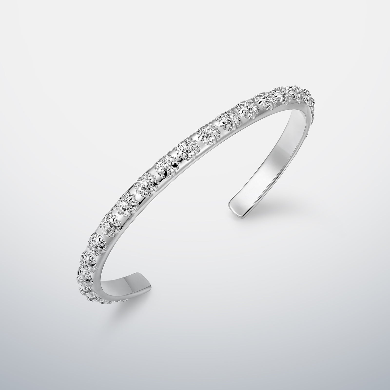 6mm Moissanite Floral Cross Cuff Bracelet