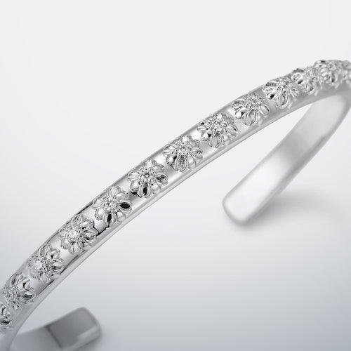 6mm Moissanite Floral Cross Cuff Bracelet
