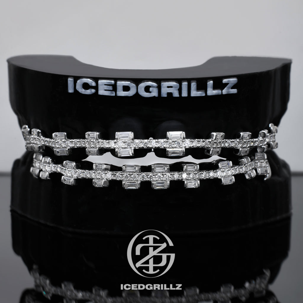 Baguette Cut Iced Brace Style Grillz