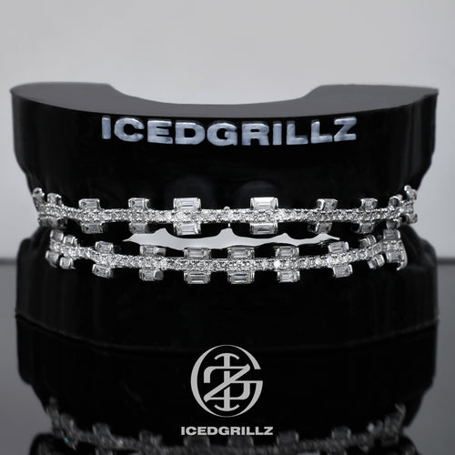 Baguette Cut Iced Brace Style Grillz