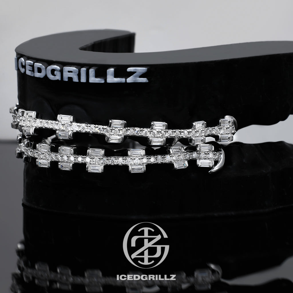 Baguette Cut Iced Brace Style Grillz