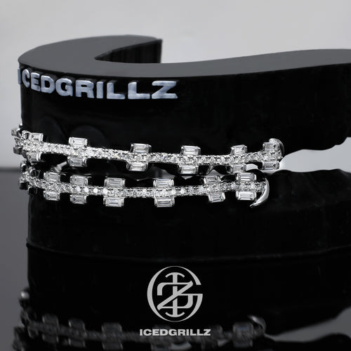 Baguette Cut Iced Brace Style Grillz
