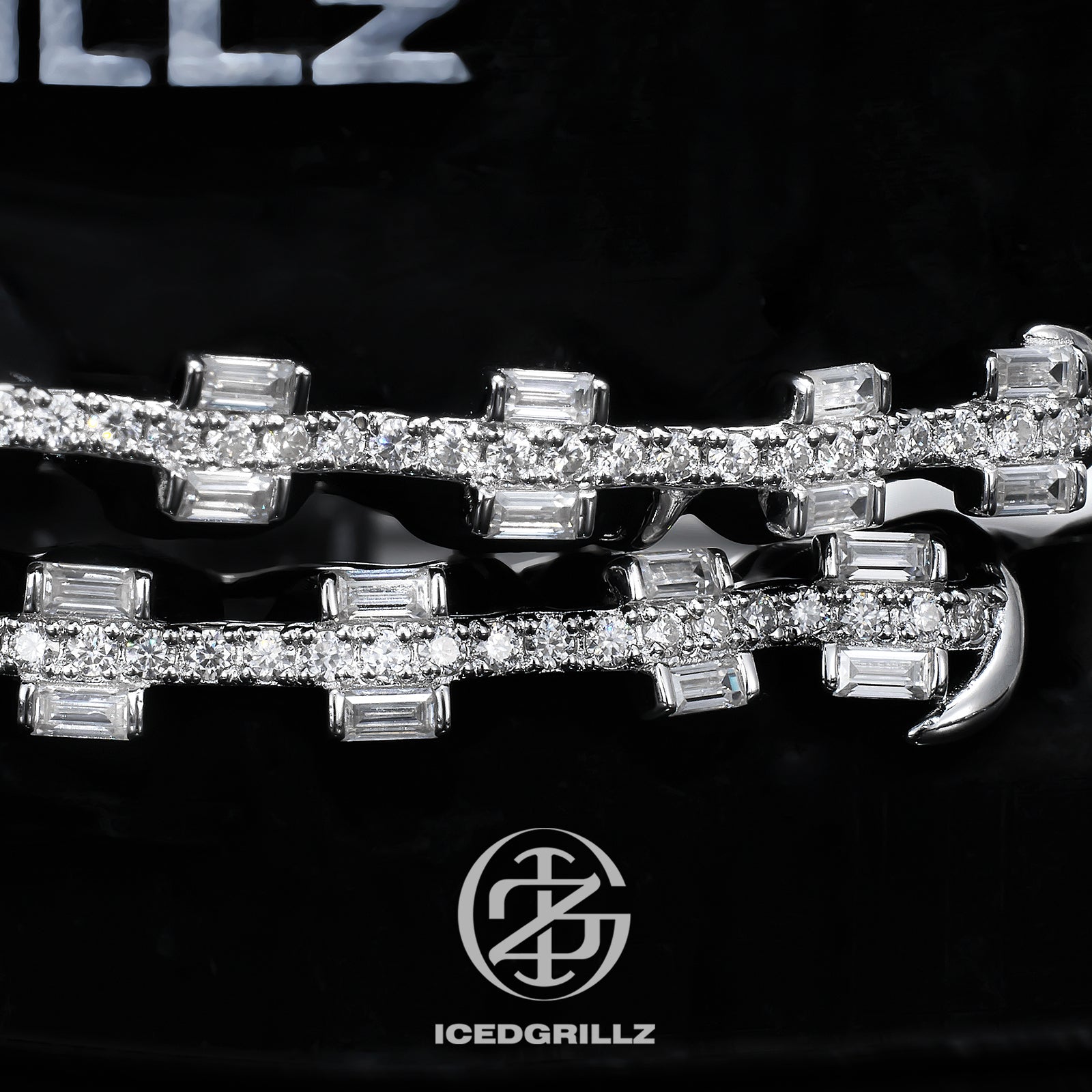 Baguette Cut Iced Brace Style Grillz