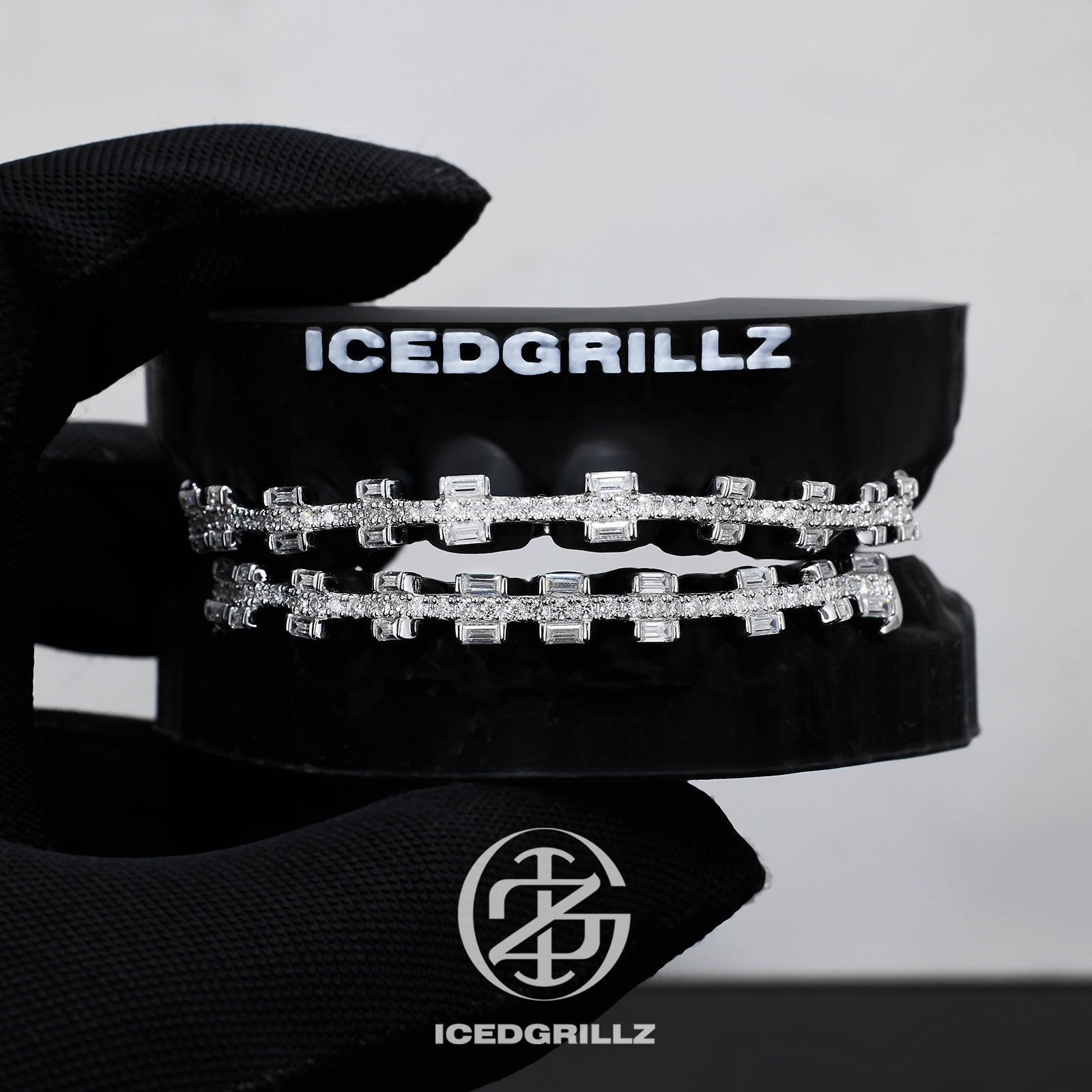 Baguette Cut Iced Brace Style Grillz