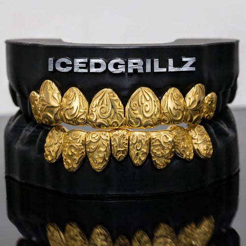 Baroque Floral Relief Custom Grillz - IcedGrillz
