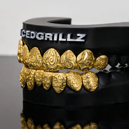 Baroque Floral Relief Custom Grillz - IcedGrillz