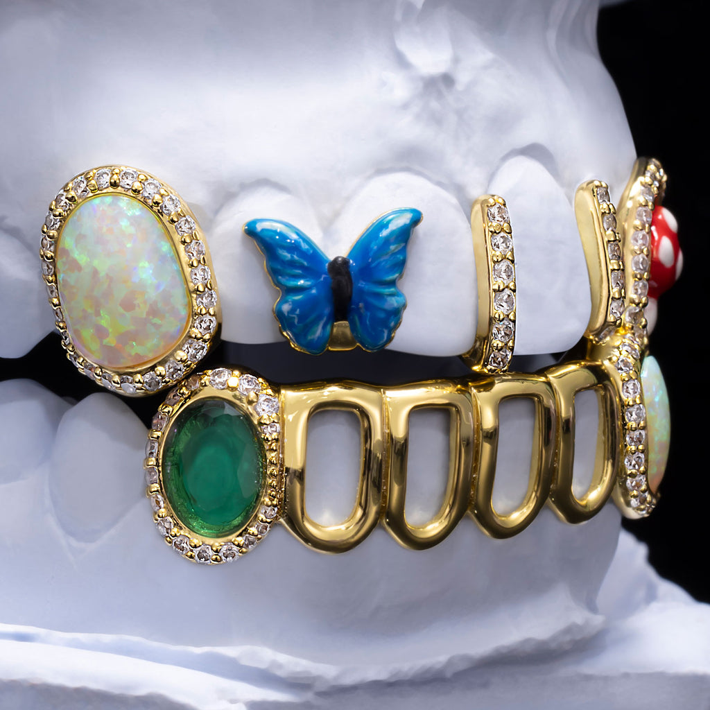 Butterfly Gap Bar Open Face Grillz (Two-Tone Option)