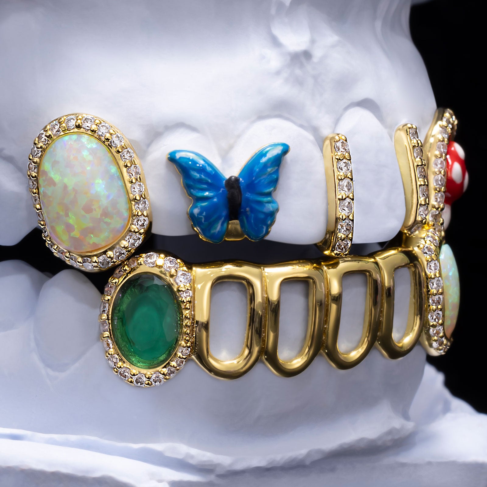 Butterfly Gap Bar Open Face Grillz (Two-Tone Option)
