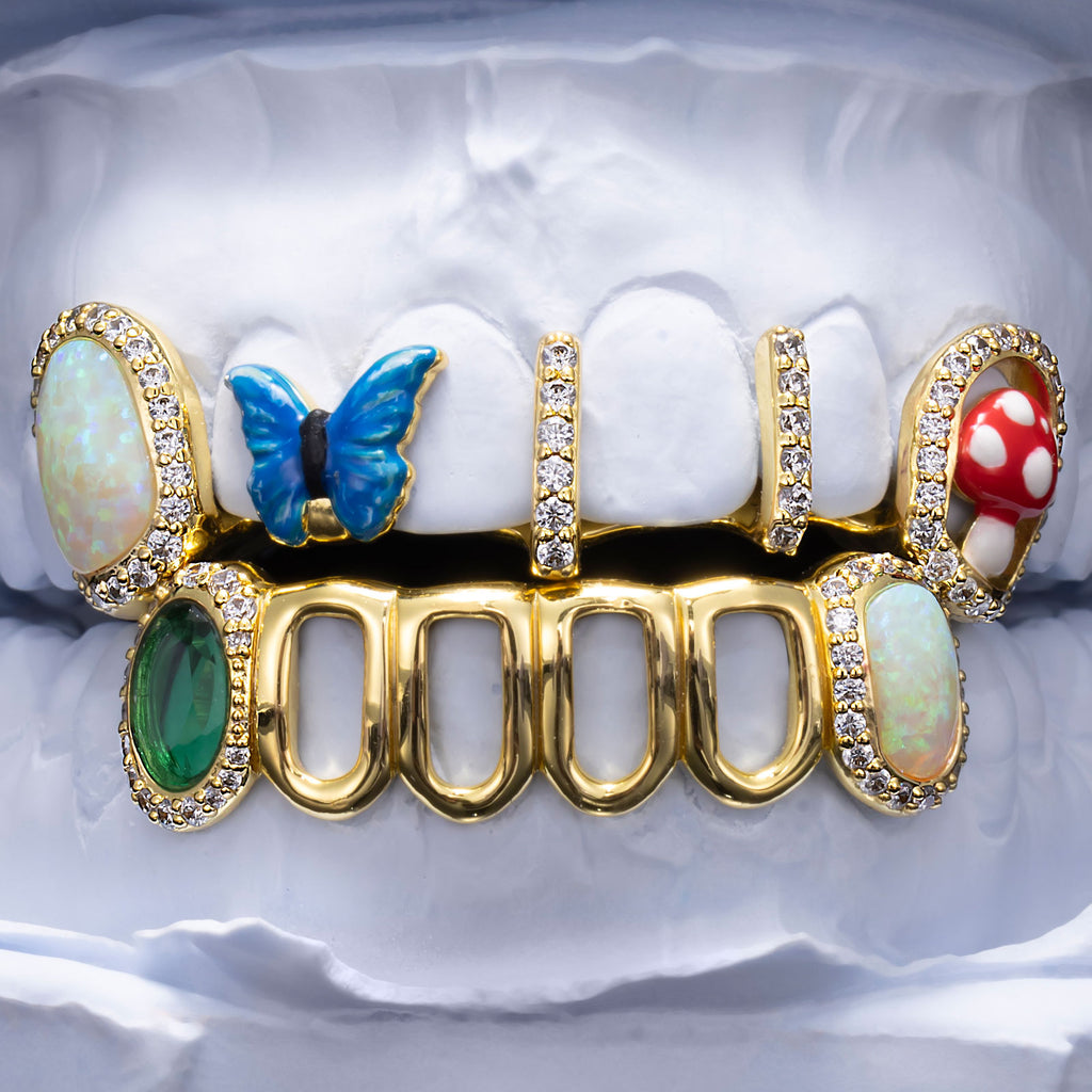 Butterfly Gap Bar Open Face Grillz (Two-Tone Option)