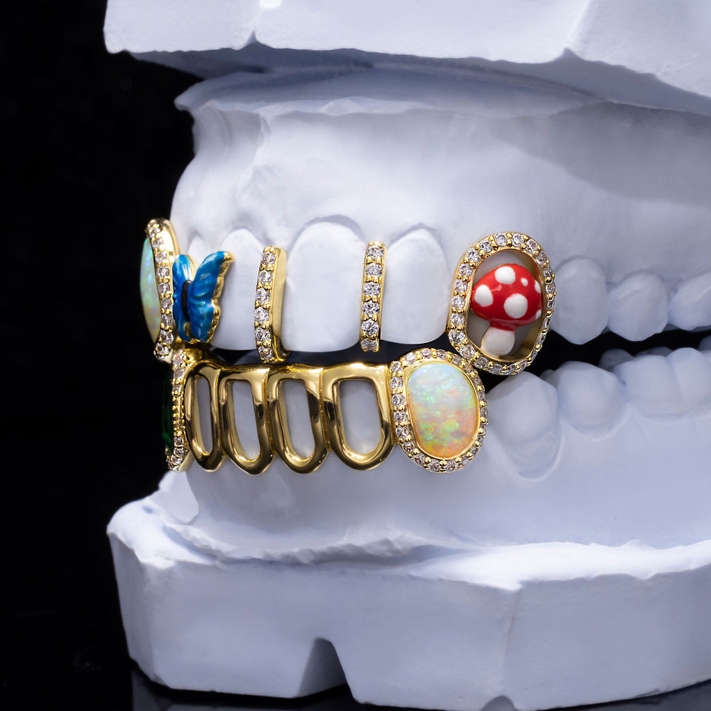 Butterfly Gap Bar Open Face Grillz (Two-Tone Option)