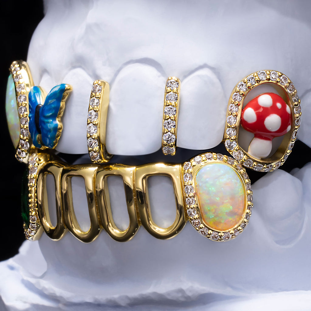 Butterfly Gap Bar Open Face Grillz (Two-Tone Option)