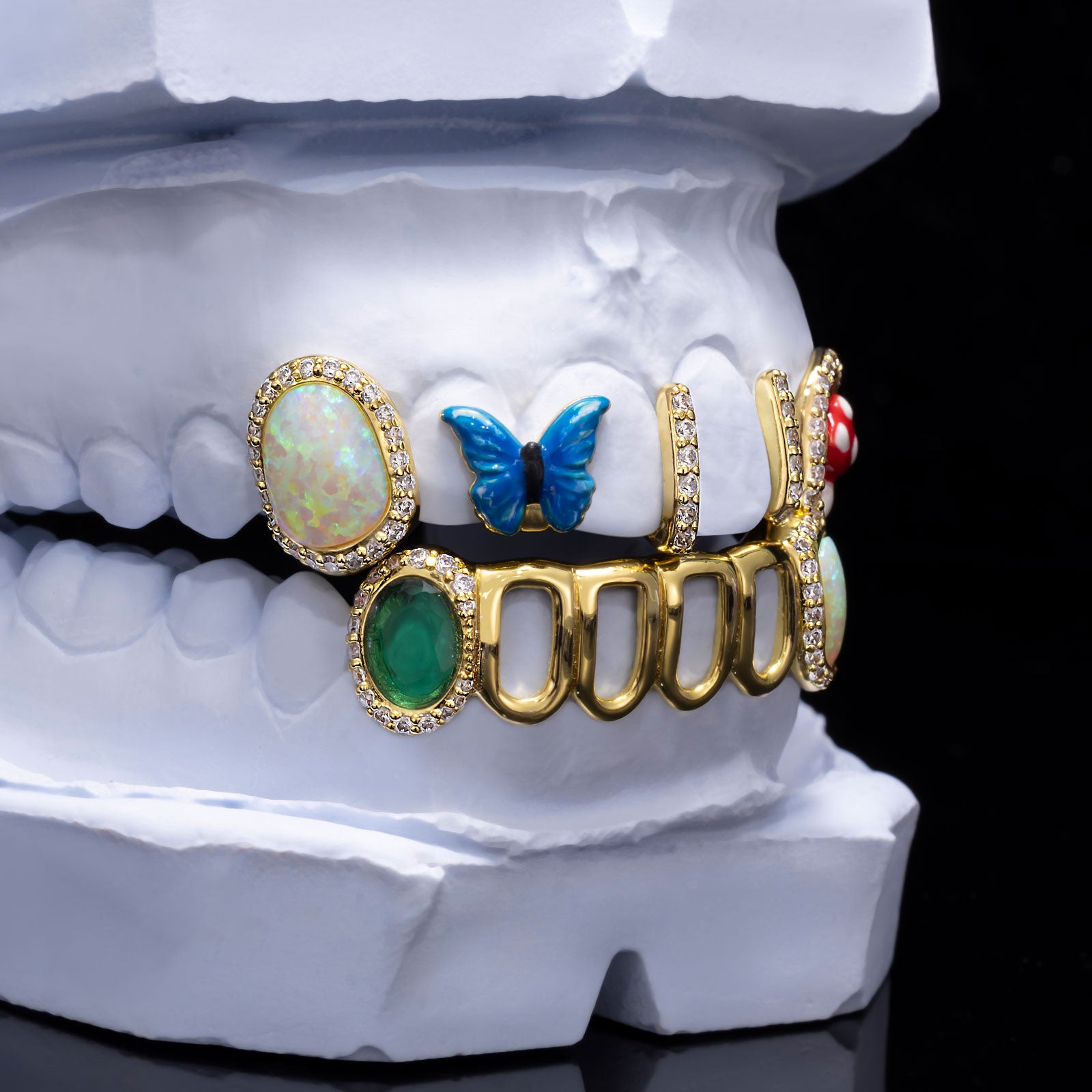 Butterfly Gap Bar Open Face Grillz (Two-Tone Option)