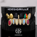 Cameroon Flag Enamel with Bottom Opal Halo Grillz