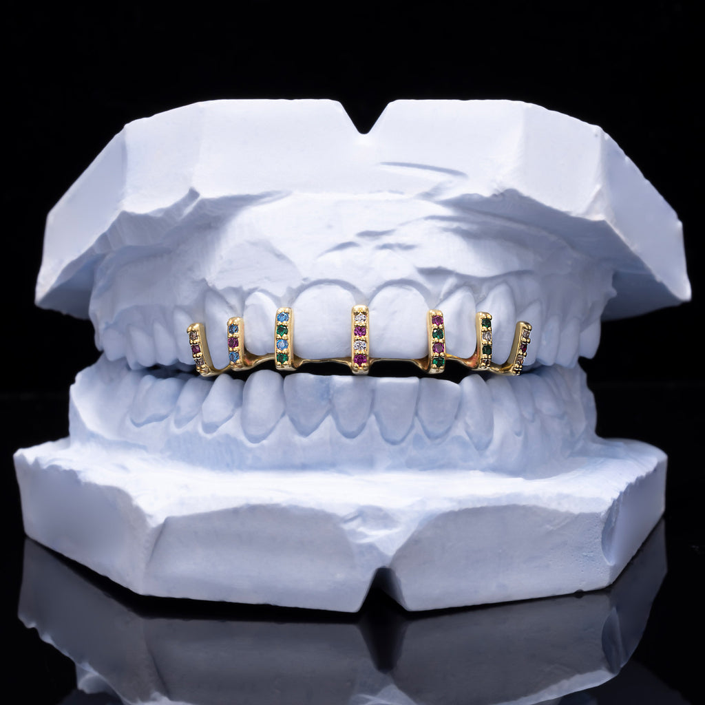 Classic Single Row Diamond "Bridge" Bar Grillz