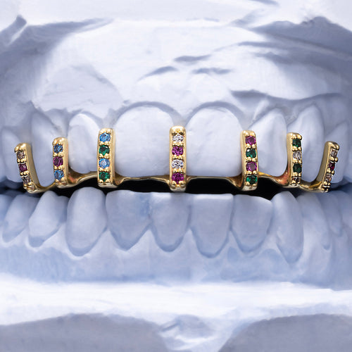 Classic Single Row Diamond "Bridge" Bar Grillz