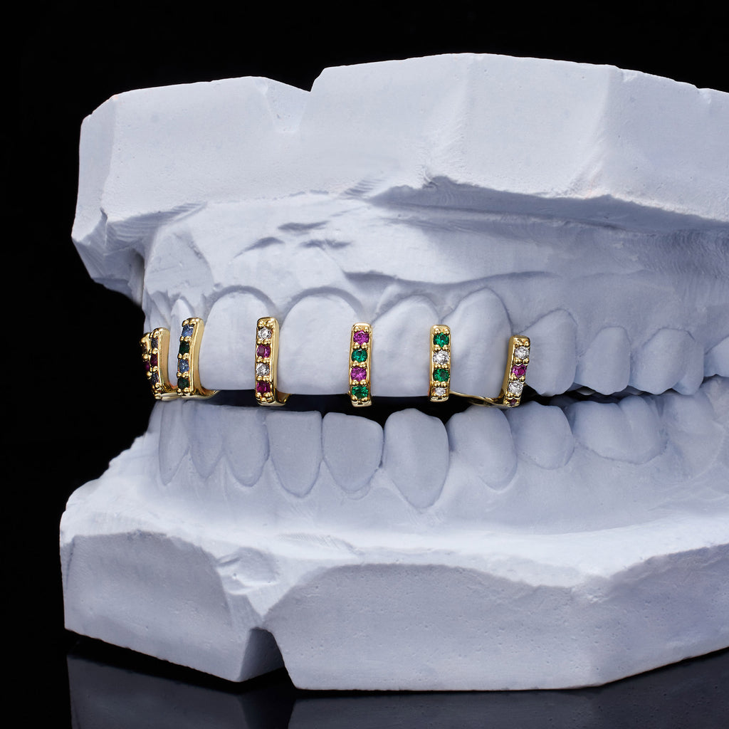 Classic Single Row Diamond "Bridge" Bar Grillz