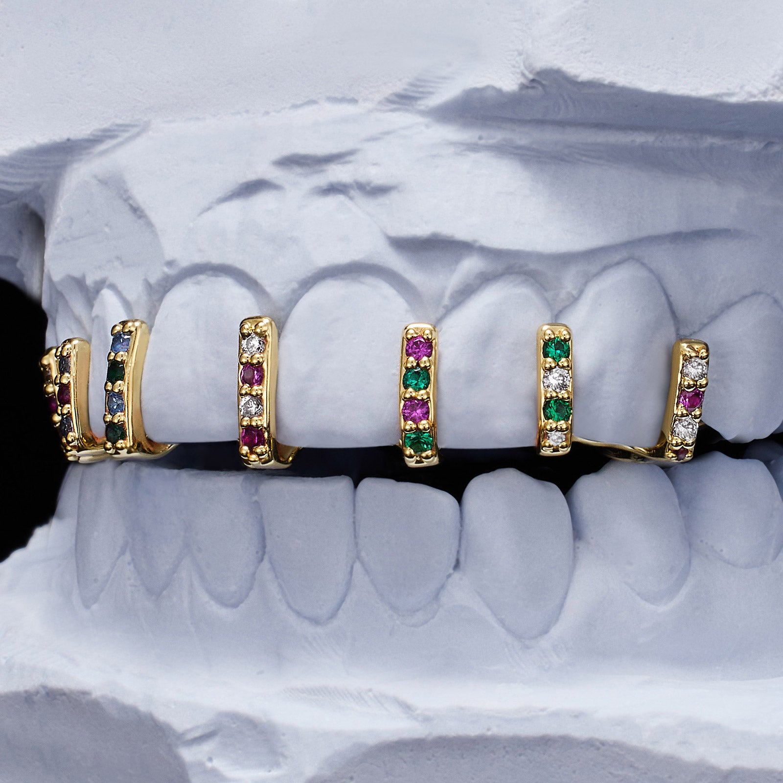 Classic Single Row Diamond "Bridge" Bar Grillz