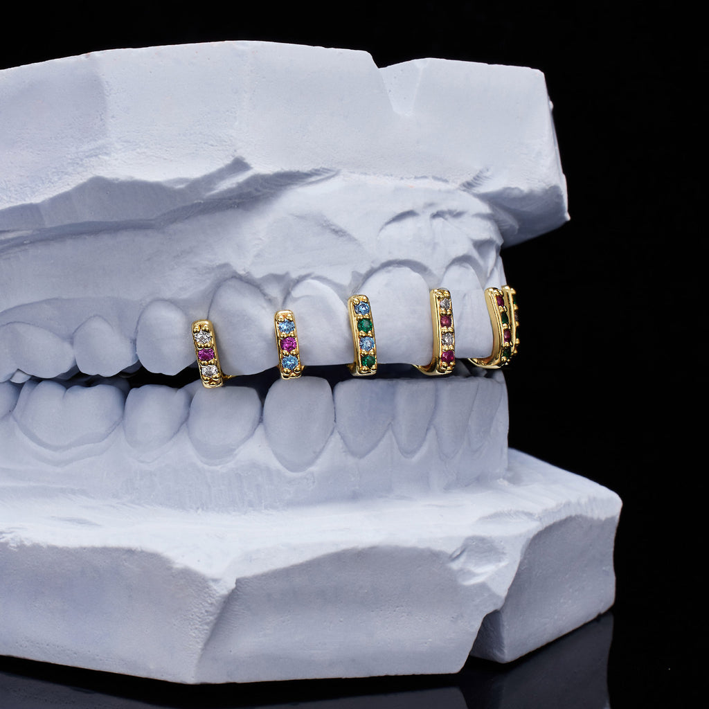 Classic Single Row Diamond "Bridge" Bar Grillz