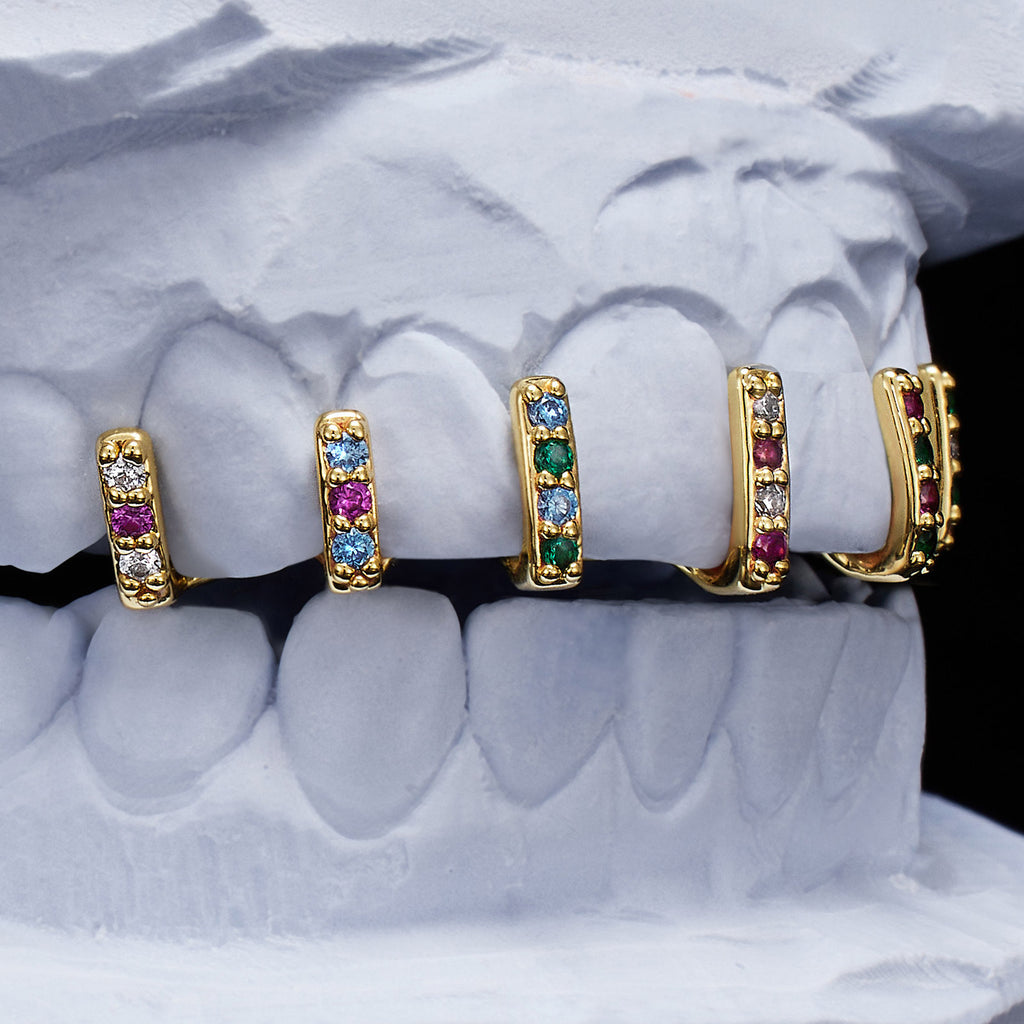 Classic Single Row Diamond "Bridge" Bar Grillz