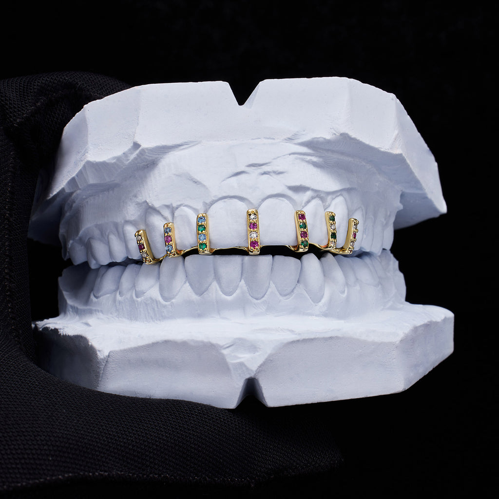 Classic Single Row Diamond "Bridge" Bar Grillz