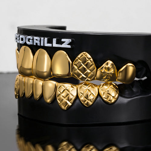 Classic Solid & Diamond-Cut Cross Hybrid Grillz