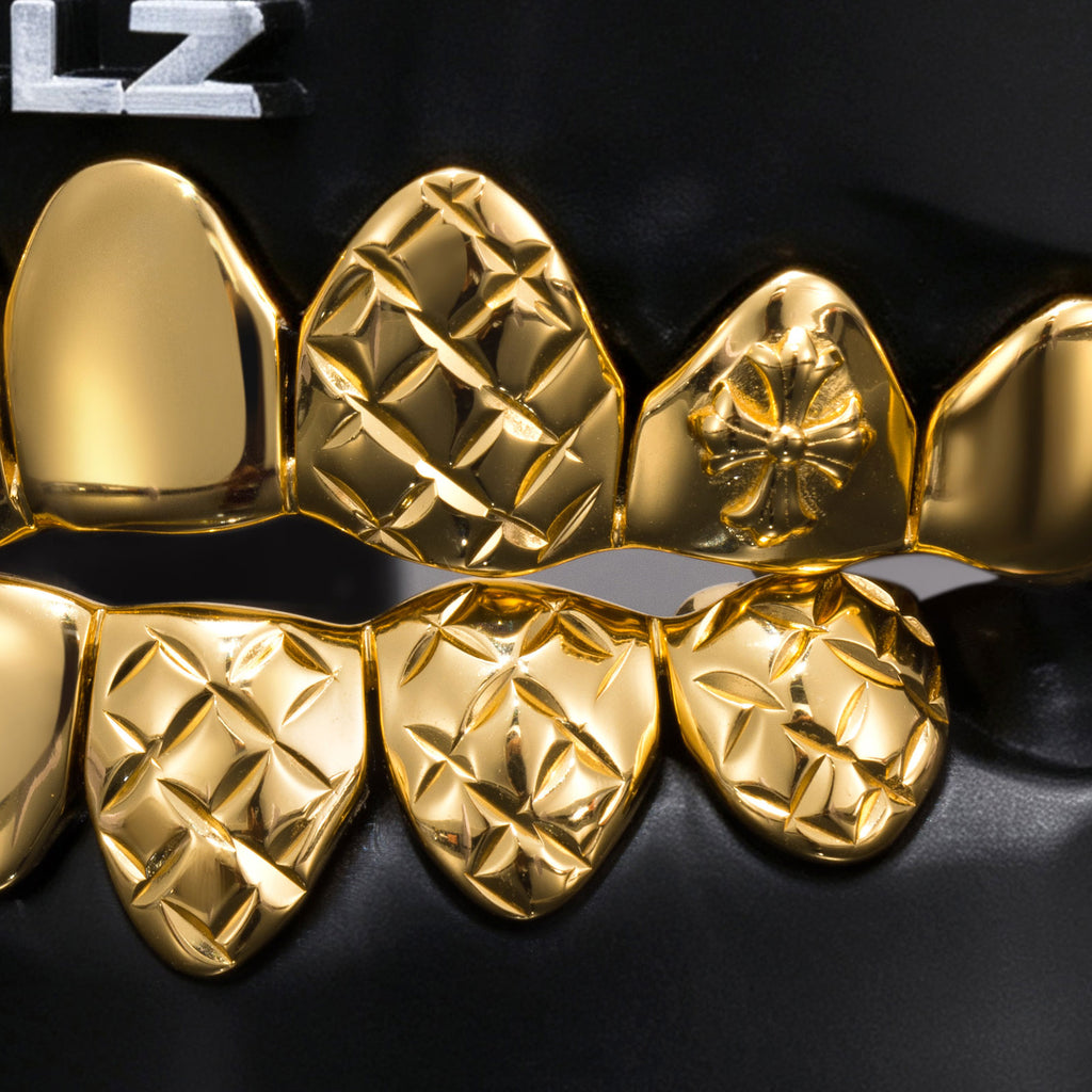 Classic Solid & Diamond-Cut Cross Hybrid Grillz