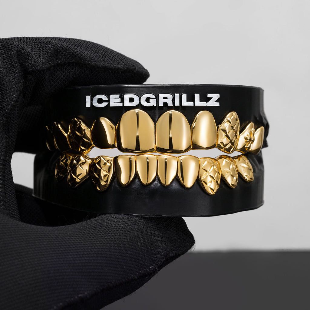 Classic Solid & Diamond-Cut Cross Hybrid Grillz
