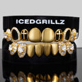 Cluster Iced & Gothic Cross Polished Gold Grillz