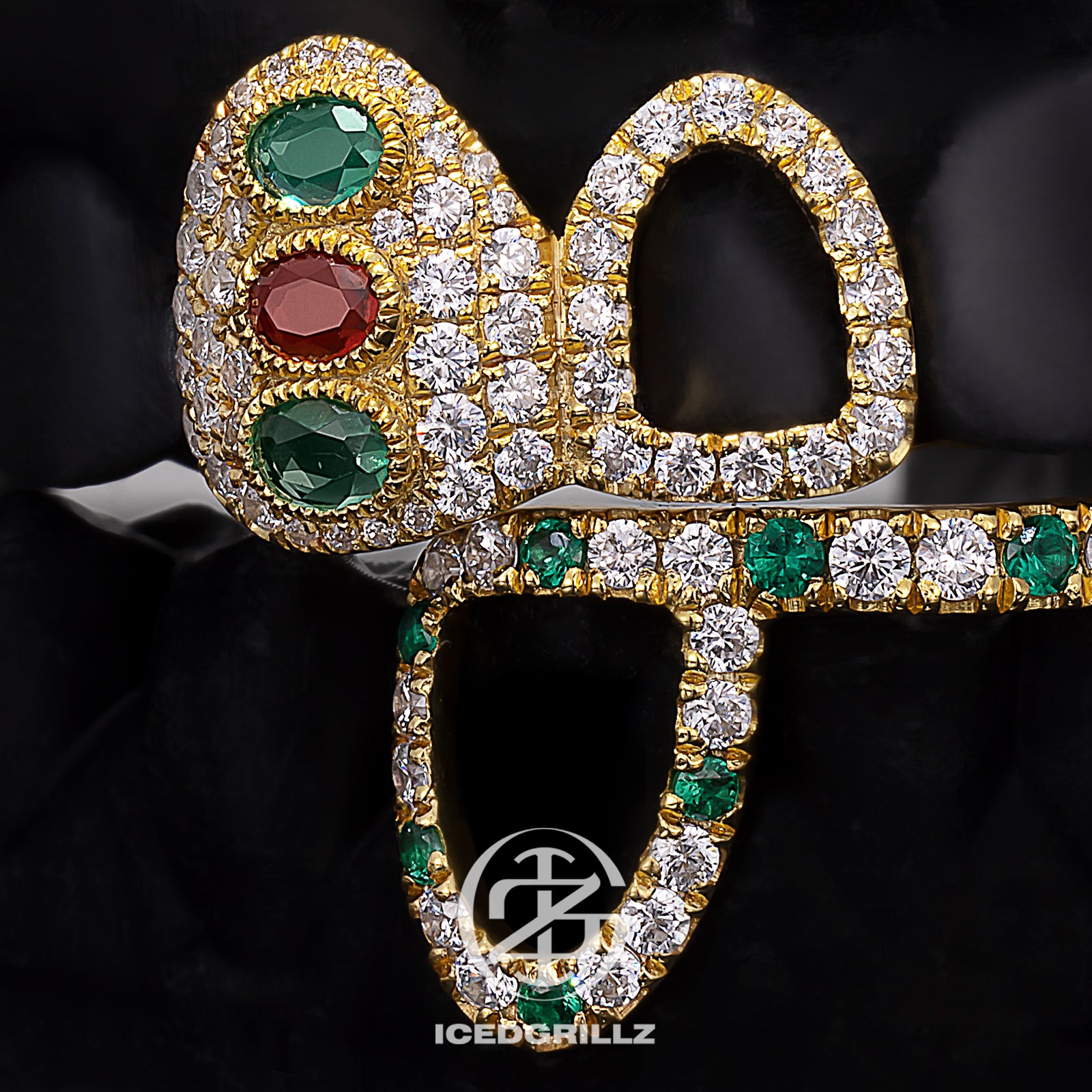 Colored Gem & Heel Enamel Open Face Bar Grillz