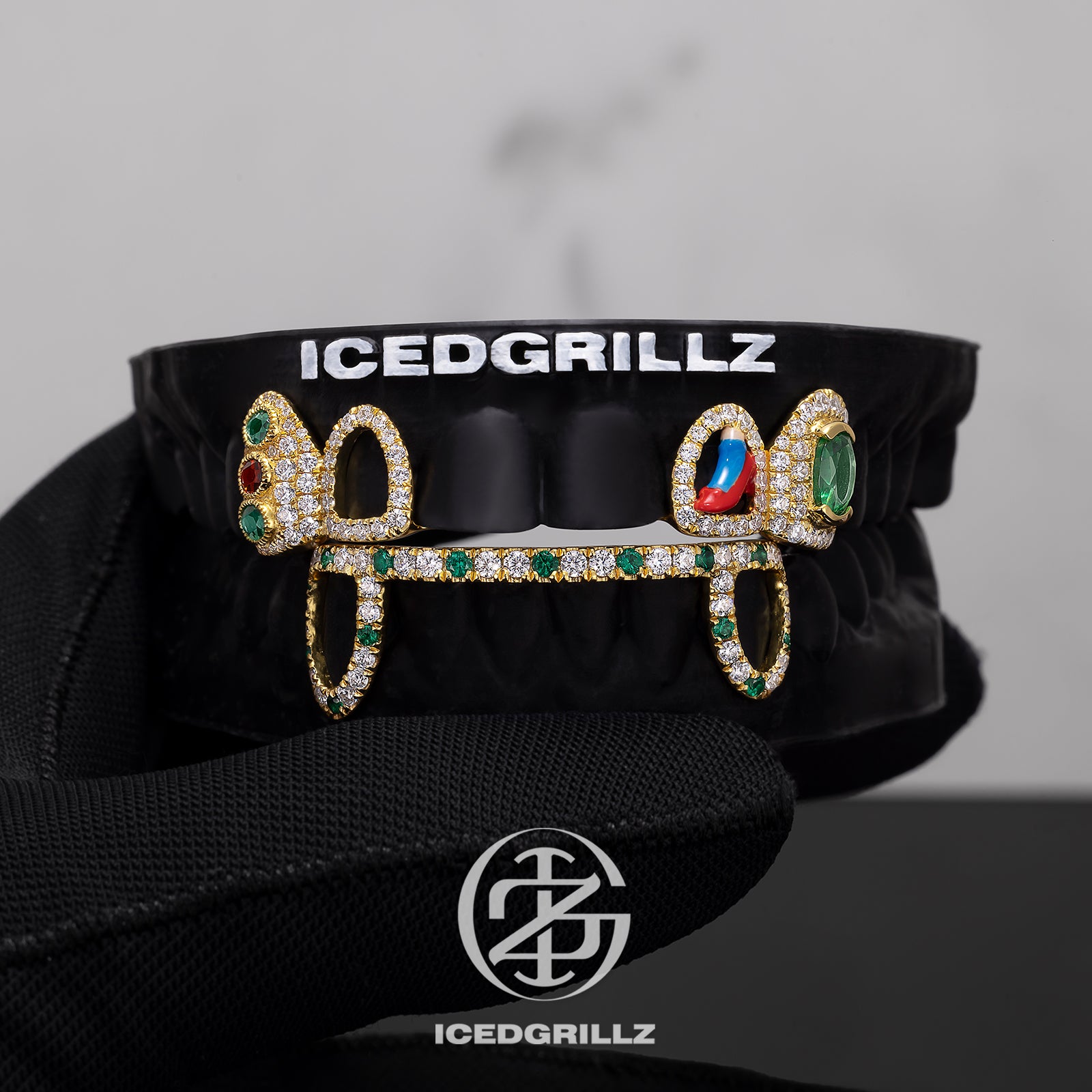 Colored Gem & Heel Enamel Open Face Bar Grillz