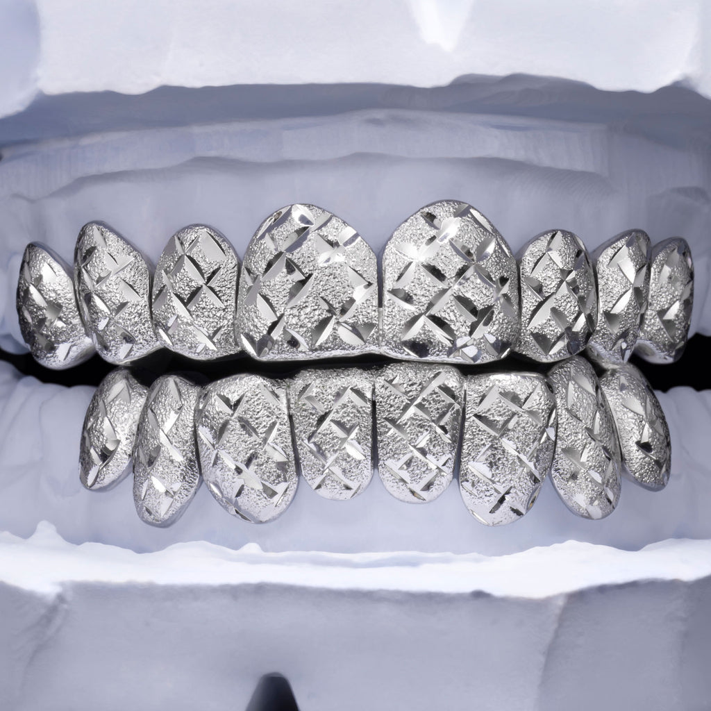 Custom Diamond Cut X-Pattern Grillz
