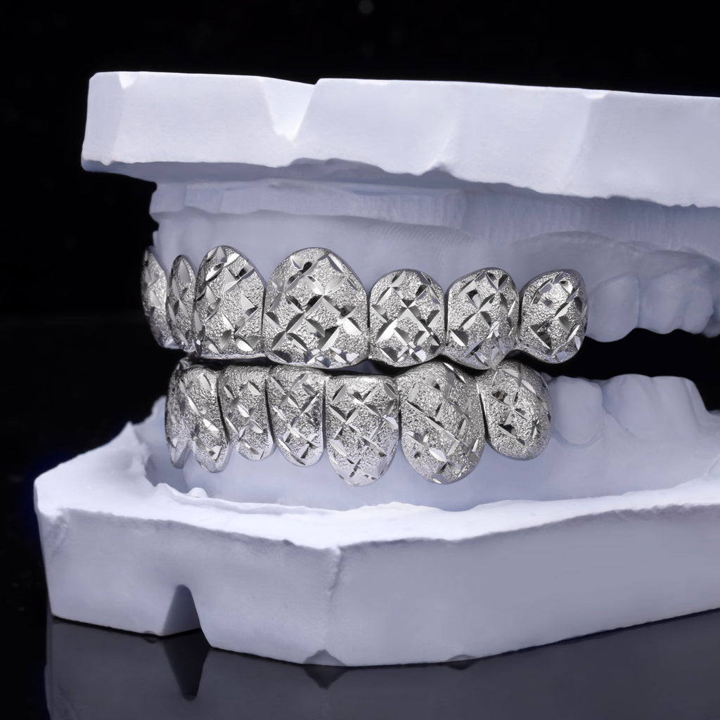 Custom Diamond Cut X-Pattern Grillz