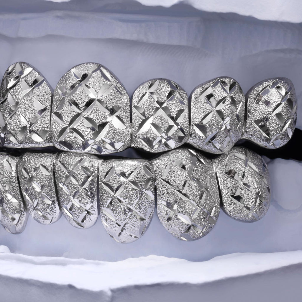 Custom Diamond Cut X-Pattern Grillz