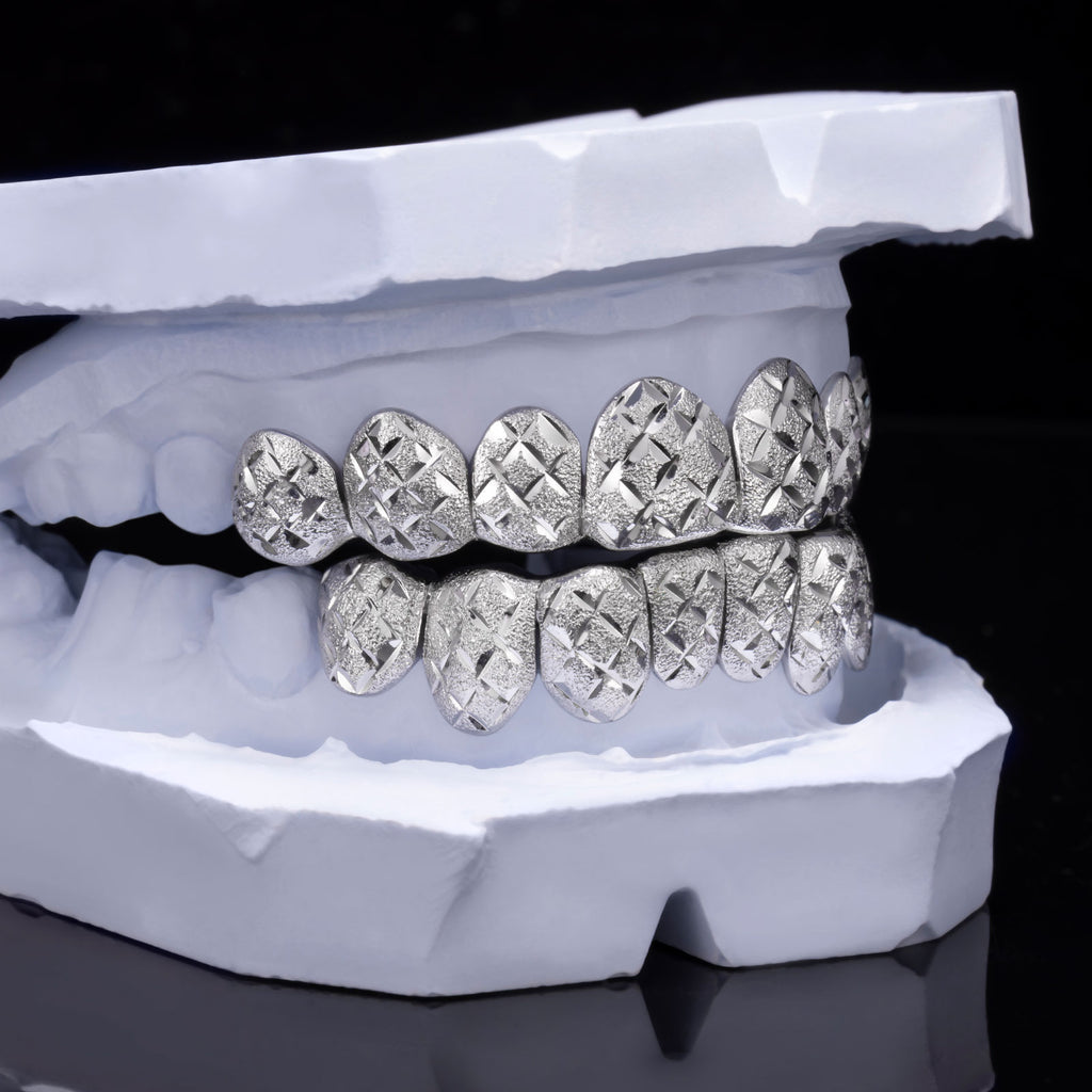 Custom Diamond Cut X-Pattern Grillz