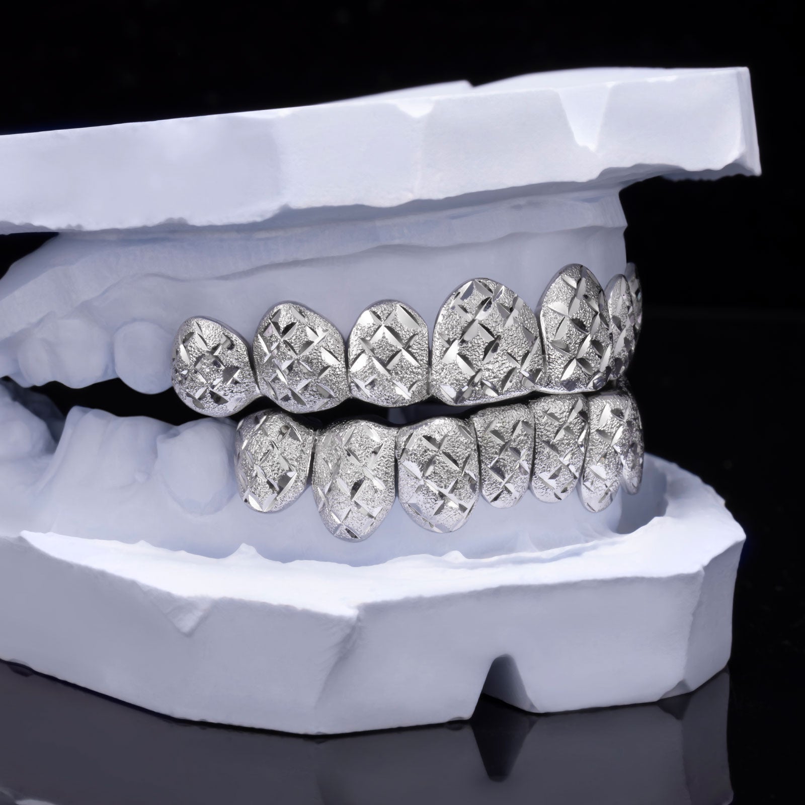 Custom Diamond Cut X-Pattern Grillz