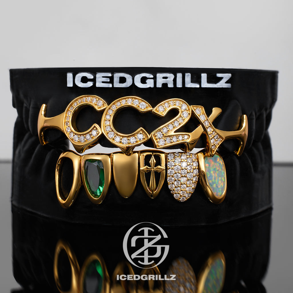 Custom Letter Moissanite Mixed Gem Combo Grillz