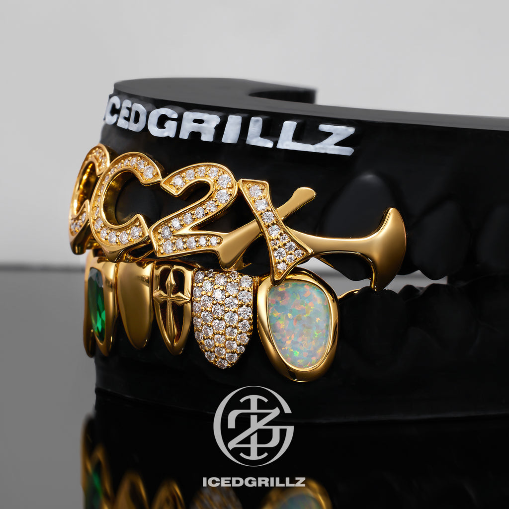 Custom Letter Moissanite Mixed Gem Combo Grillz