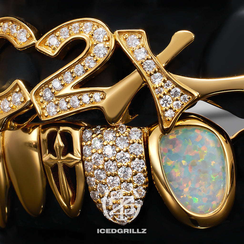 Custom Letter Moissanite Mixed Gem Combo Grillz