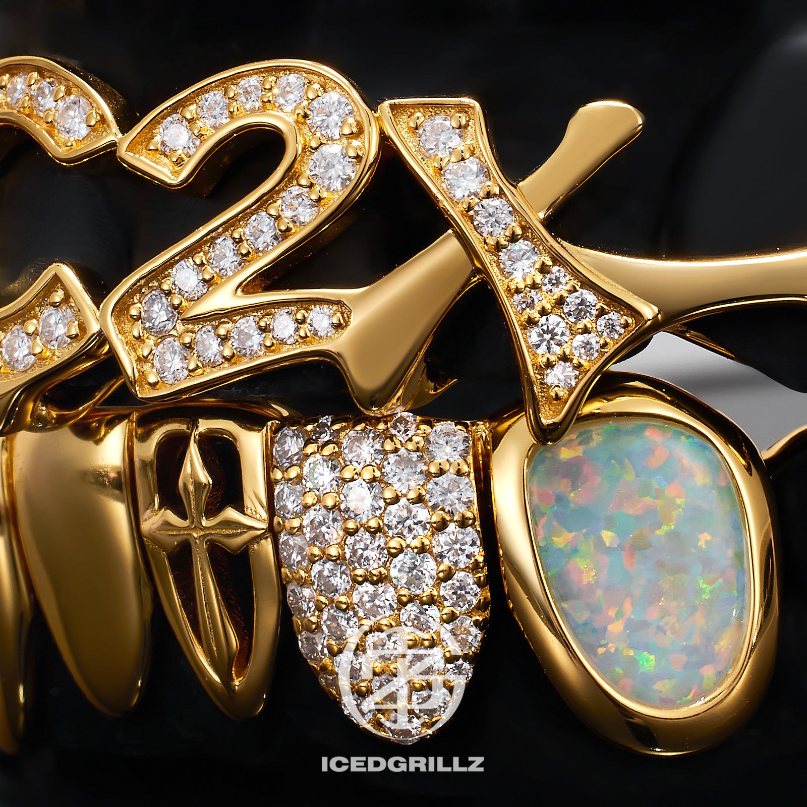 Custom Letter Moissanite Mixed Gem Combo Grillz